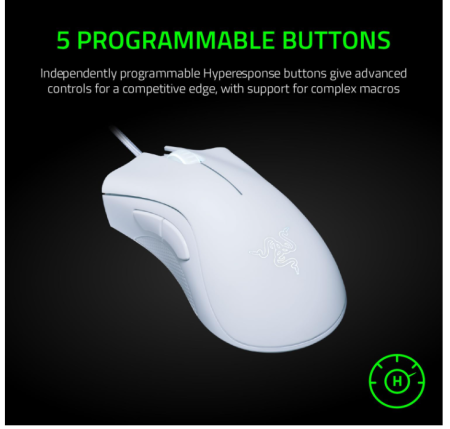 Mouse Gaming RAZER DeathAdder Essential 2021, 6400 dpi, alb [7]