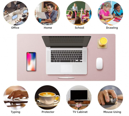 Mouse Pad Morian din piele PU, roz, 45 x 90 cm [5]