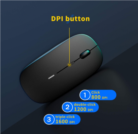 Mouse Silențios Wireless Anmck, 1600 DPI negru [4]