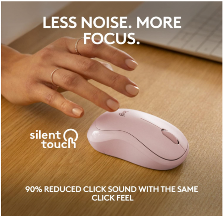 Mouse silențios wireless cu Bluetooth Logitech M240, roz [3]