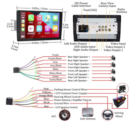 Multimedia Player auto X-REAKO, compatibil cu Apple CarPlay, 9 inch [8]