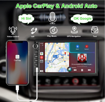 Multimedia Player auto ZKJAYOE, compatibil cu Apple CarPlay și Android Car, 7 inchi [6]