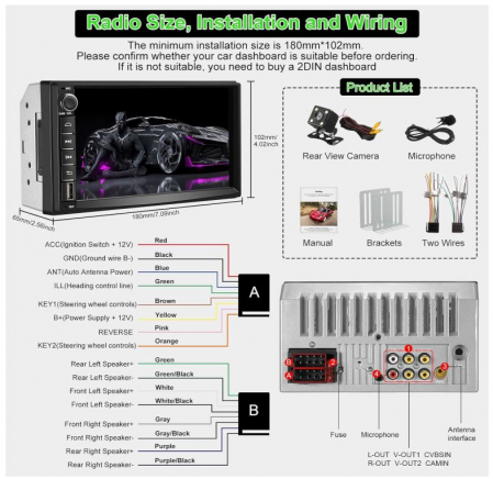 Multimedia Player auto ZKJAYOE, compatibil cu Apple CarPlay și Android Car, 7 inchi [10]