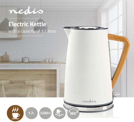 Nedis Fierbător de apa electric, Soft-Touch 1,7 L,  Alb [1]