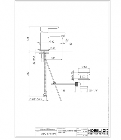 Nobili Baterie pentru lavoar, inox [1]