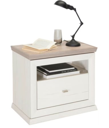 Mobila dormitor - Noptiera Camron Hom`in, 628x550x380, alb/gri