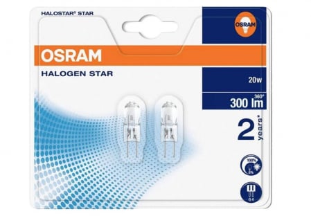 Corpuri iluminat - Set 2 becuri OSRAM, halogen, G4, 20W, 12V, 4008321201836