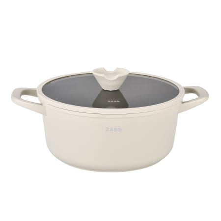 TOATE PRODUSELE - OALA DIN ALUMINIU TURNAT SUB PRESIUNE SI ACOPERIRE CERAMICA CU CAPAC DIN STICLA ? 24 CM ? ZG-ACS 14 CREM