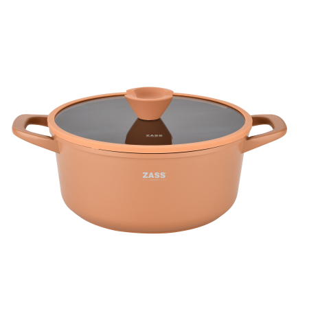 TOATE PRODUSELE - OALA DIN ALUMINIU TURNAT SUB PRESIUNE SI ACOPERIRE CERAMICA CU CAPAC DIN STICLA ? 28 CM ? ZG-ACS 15 TERACOTTA