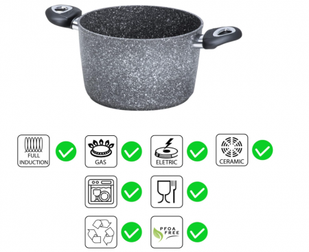 Oala marmorata antiaderenta Aeternum, Madame Petravera 3.0, cu inducție, Diametru 20 cm, Gri [6]