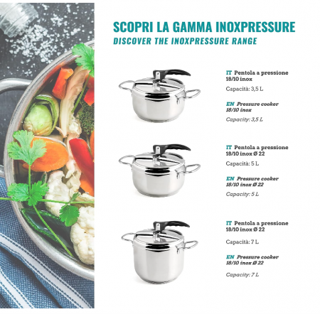 Oala sub presiune INOXPRAN, oțel inoxidabil, capacitate 3.5L [5]