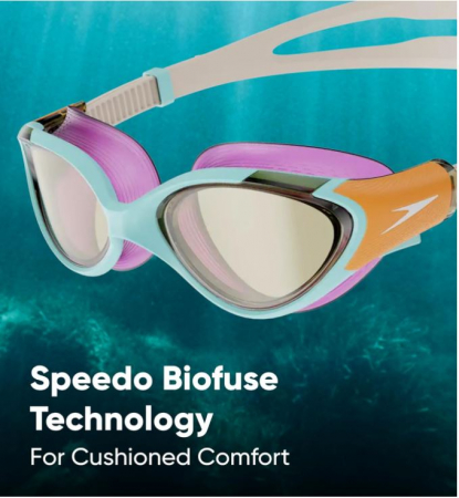 Ochelari de inot Speedo pentru femei Biofuse 2.0 cu lentile transparente, albastru [3]