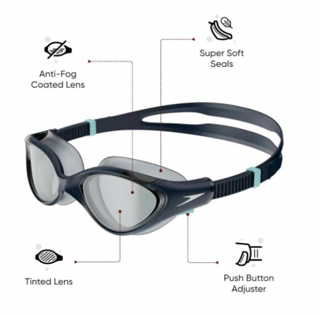 Ochelari de inot Speedo pentru femei Biofuse 2.0 cu lentile transparente, albastru [2]