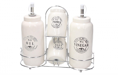 Oliviera 4 bucati Tognana Countryside Menage, recipiente din ceramica pentru sare, piper, ulei, oțet [0]