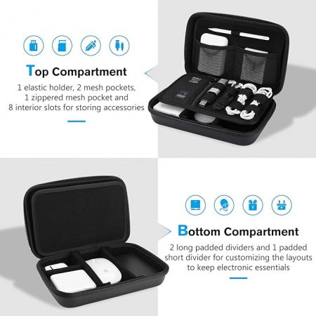 Organizator de accesorii electronice si cabluri ProCase, 30 x 20 cm, negru [2]