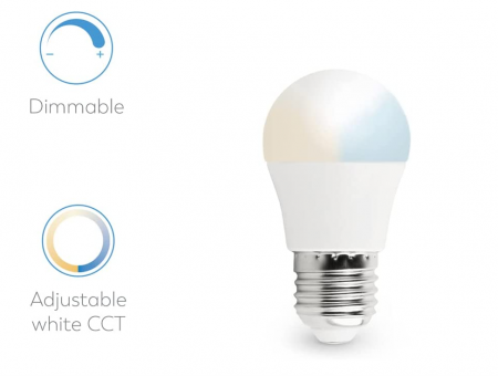 Pachet 2 Becuri LED Garza Smart Wifi Smart, 5,5 W (echivalent cu 40 W incandescență), E27, CCT, Control prin voce și aplicație, 2,4GHz [2]