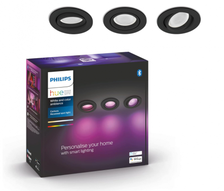 Iluminat & Electrice - Pachet 3 spoturi incastrate LED RGB inteligente Philips Hue Centura, 3 x 250 lumeni