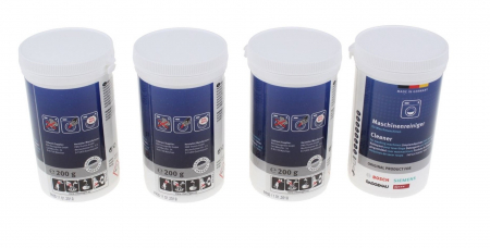 Accesorii si piese masini spalat rufe si uscatoare - Set 4 x 200g praf granulat pentru curatarea masinilor de spalat, BOSCH 00311928