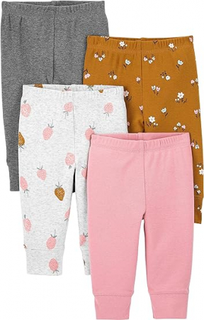 Imbracaminte si Incaltaminte copii - Pachet de 3 pantaloni din bumbac pentru fetite Simple Joys by Carter's , Marimea 6-9 luni