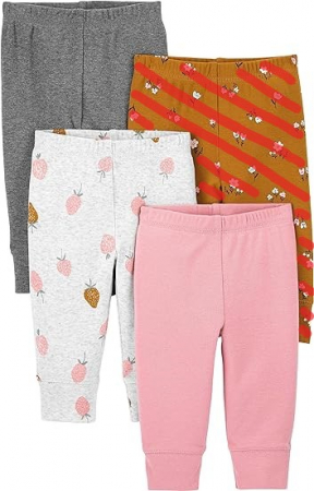 Pachet de 3 pantaloni din bumbac pentru fetite Simple Joys by Carter's , Marimea 6-9 luni [2]