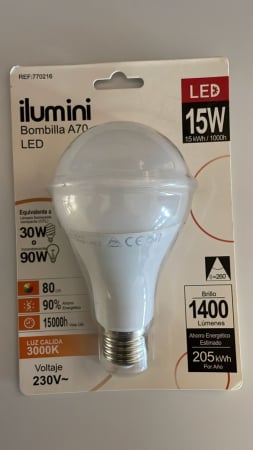 Pachet de 5 Becuri LED A70 Standard E27 15W [1]
