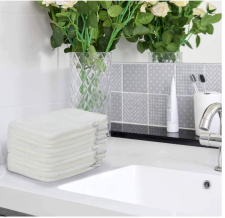 Pachet de 9 mănuși de baie PHOGARY din microfibră, 15x20 cm, alb [6]