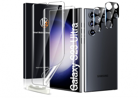 Pachet LK 2+1, 2 folii de protectie pentru ecran + 1 folie protectie camera pentru Samsung Galaxy S23 Ultra [0]