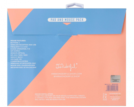 Pachet Wondee Mr Wonderful Mouse și Mouse Pad 2 în 1 cu design avocado [2]
