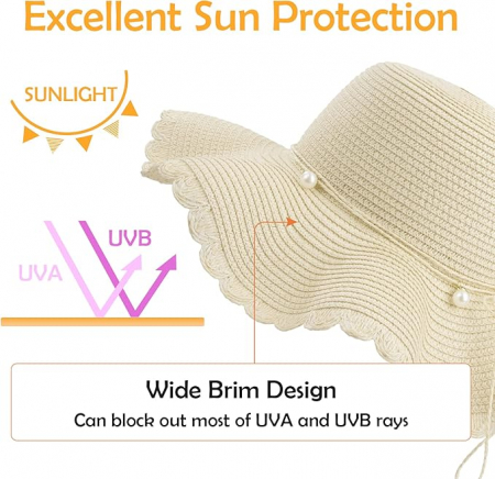 Pălărie de soare din paie pentru femei MoonSing, pliabilă, protecție UV [3]