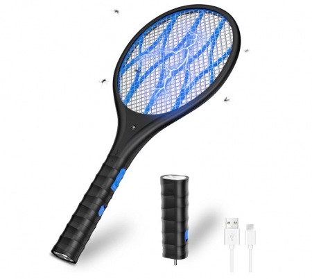Camping - Paleta electrica pentru insecte CONOPU, 4000V, reincarcabila, cu lanterna