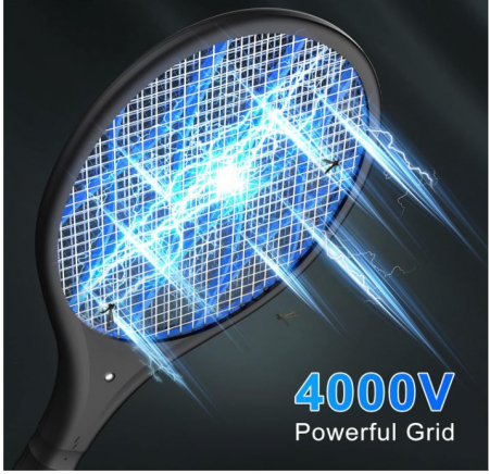 Paleta electrica pentru insecte CONOPU, 4000V, reincarcabila, cu lanterna [2]