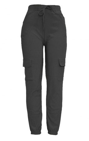 Blugi si Pantaloni femei - Pantaloni cargo pentru femei Xpose, cu talie inalta, casual, negru, XL/XXL