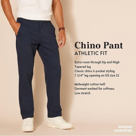 Pantaloni chino pentru bărbați Amazon Essentials, casual, elastici, 48Wx30L [5]