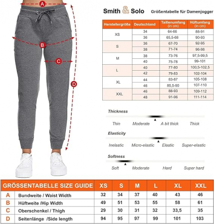 Pantaloni de trening pentru femei Smith & Solo, pantaloni sport din bumbac, Marimea XL [6]