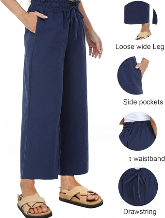 Pantaloni de vara pentru femei Famulily, lungime 7/8, albastru, XL [2]