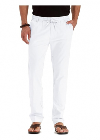 Fashion - Pantaloni lungi casual pentru barbati Sailwind, din in, alb, marime 28