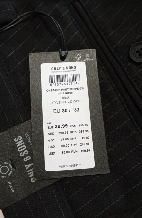 Pantaloni lungi pentru barbati Only & Sons ONSMARK Pant Stripe GW 3727 NOOS, negru, marime EU 30/32 [1]