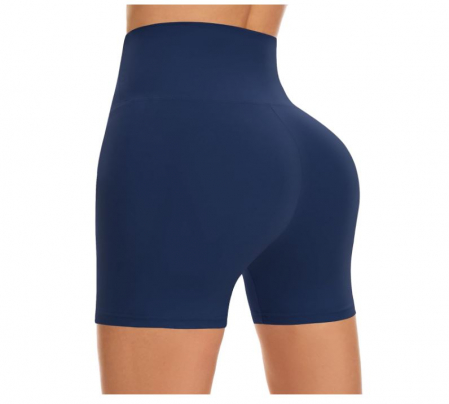 Blugi si Pantaloni femei - Pantaloni scurți cu talie înaltă pentru damă FuelMeFoot, albastru, L-XL