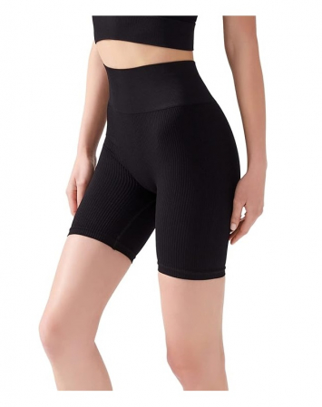 Blugi si Pantaloni femei - Pantaloni scurti dama, cu talie inalta, pentru ciclism, LOS OJOS, negru, M-L