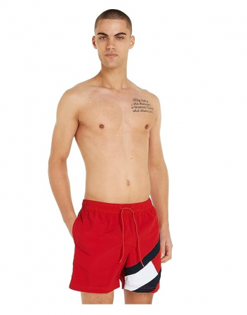 TOATE PRODUSELE - Pantaloni scurți de baie pentru bărbați Tommy Hilfiger Sf Medium, roșu, L