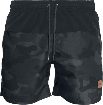 Fashion - Pantaloni scurti de baie pentru barbati Urban Classics, negru camuflaj, 3XL