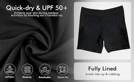 Pantaloni scurți de înot Attraco pentru femei, talie înaltă, negru, Marimea M [5]