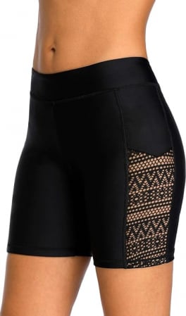Costume de baie femei - Pantaloni scurți de înot Attraco pentru femei, talie înaltă, negru, Marimea M