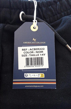 Pantaloni scurti pentru copii American College ACBER222, unisex, negru, 14 ani [3]