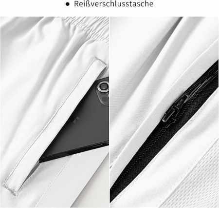 Pantaloni scurți sport HMIYA pentru bărbați, pantaloni scurți de alergare, alb, 3XL [9]