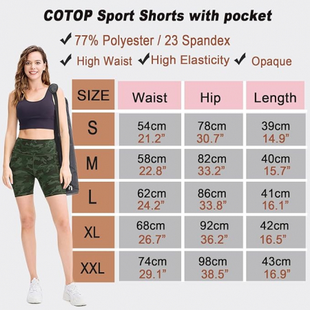 Pantaloni scurți sport pentru femei COTOP, colanți cu talie înaltă, XXL [5]
