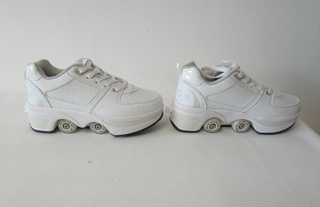 Pantofi cu roti Deformation Roller Skates, patine cu rotile pentru copii, alb, EU 39 [3]