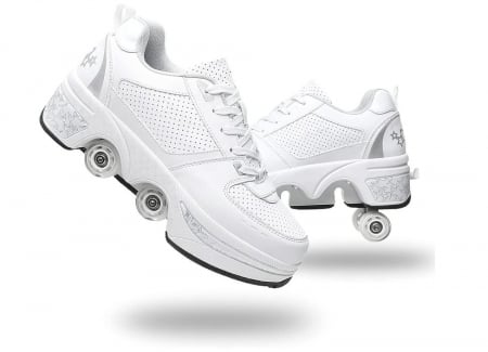 Pantofi cu roti Deformation Roller Skates, patine cu rotile pentru copii, alb, EU 39 [0]