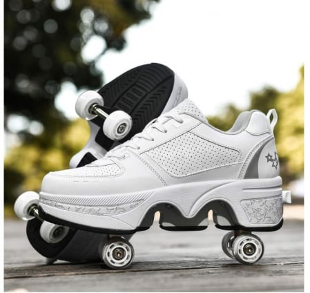 Pantofi cu roti Deformation Roller Skates, patine cu rotile pentru copii, alb, EU 39 [5]