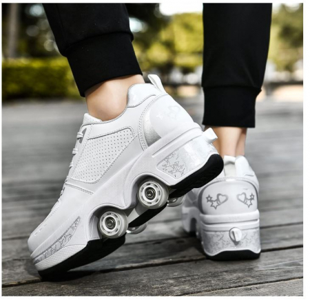 Pantofi cu roti Deformation Roller Skates, patine cu rotile pentru copii, alb, EU 39 [6]